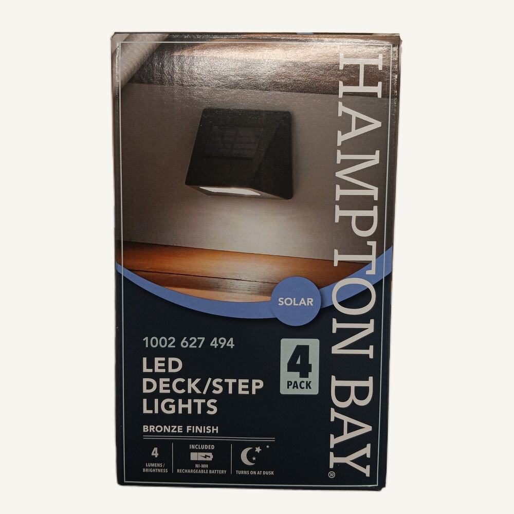 Hampton Bay Solar LED Deck & Step Lights Bronze Finish 4-Pack Model 43039